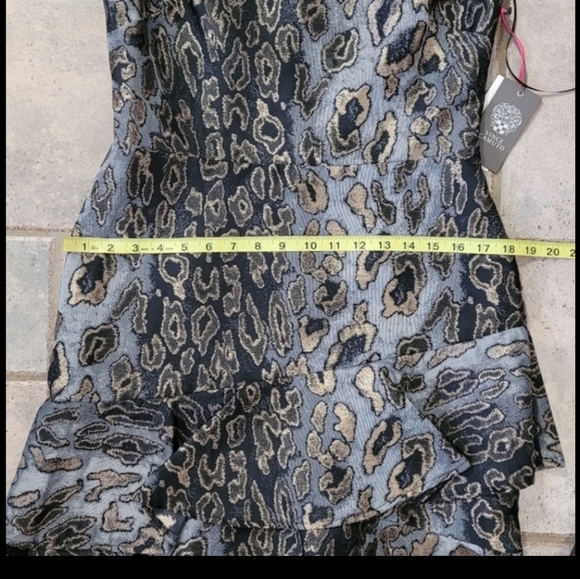Vince Camuto Animal Print Mettalic  Asymmetrical Tierd Hem Cocktail Dress - Picture 11 of 12
